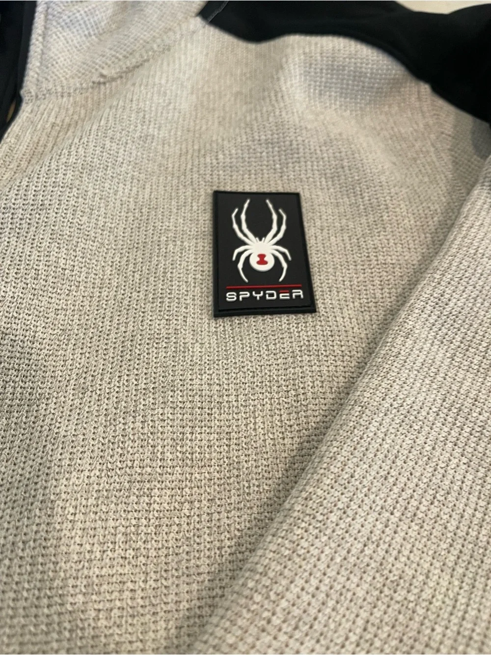 Spyder Men's Light Gray and Black Half-Zip Pullover